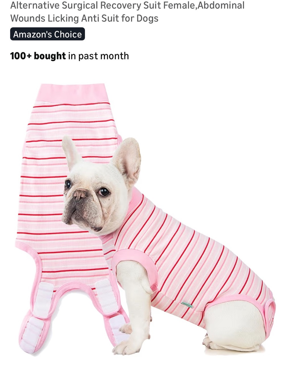 Pink Striped Dog Recovery Suit - Post-Op Protective Shirt
